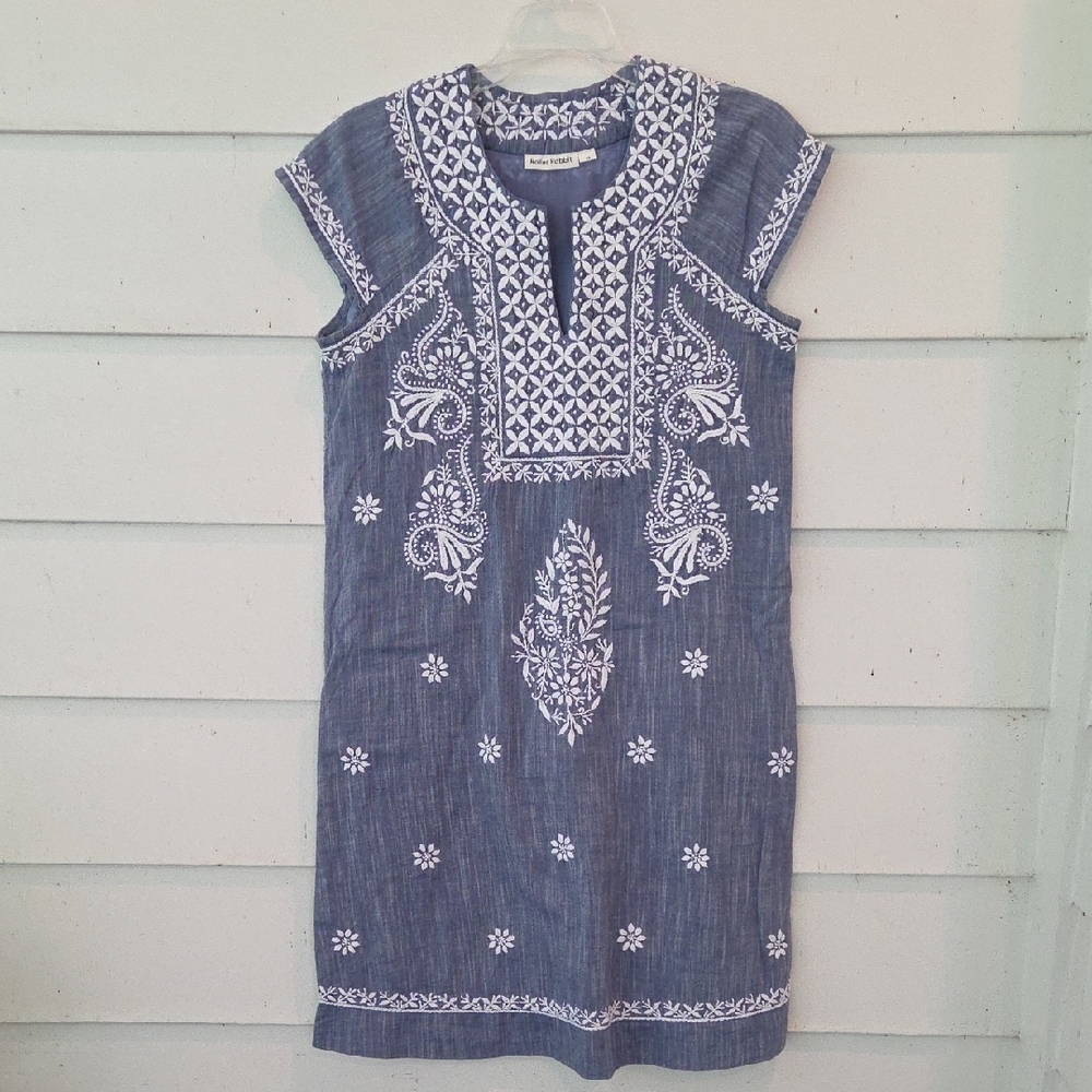 Roller Rabbit Blue Sheath Dress with Flutter Cap Sleeves